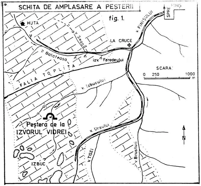 Schita de amplasare a pesterii Izvorul Vidrei - CCSS4 - Gh.Ponta