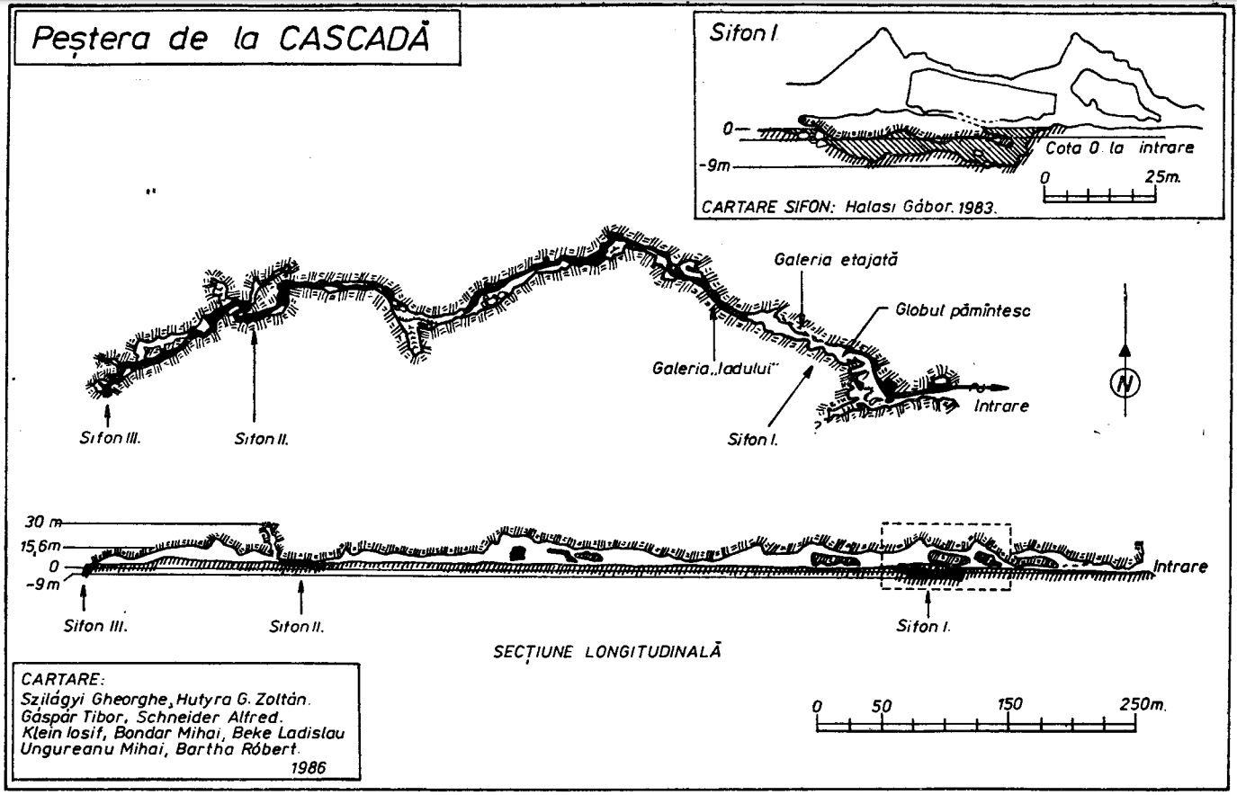 Pestera de la cascada - 1986 - detalii sifon 1.
